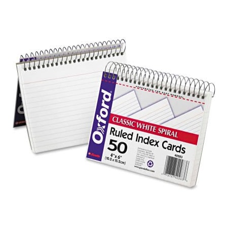 Esselte Oxford Spiral Index Cards 40283, 4" x 6", White, 1 Each 40283